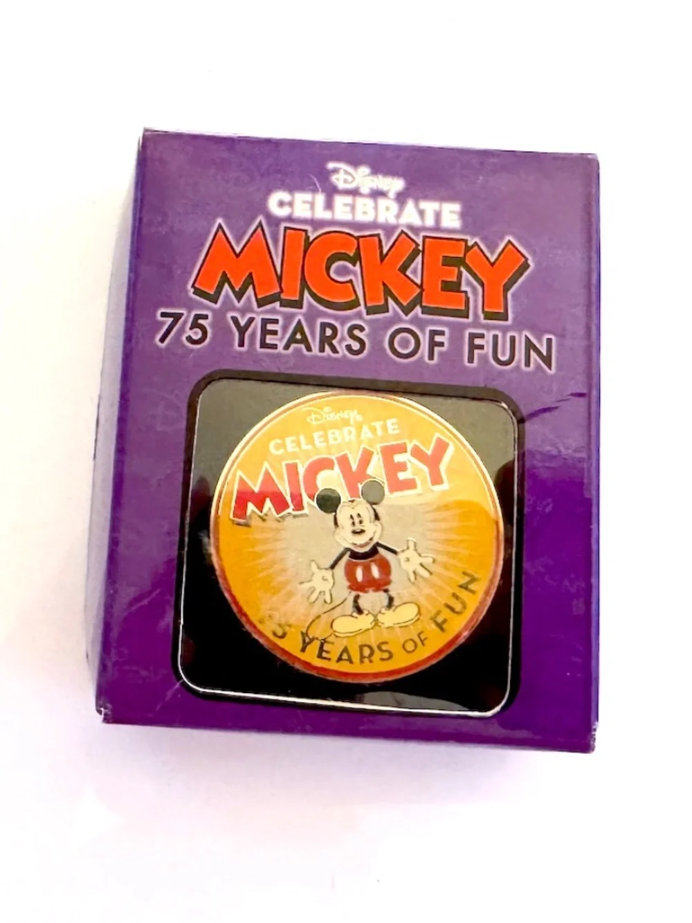 Disney Mickey Mouse 75 Years of Fun Commemorative Pin in Box 2003 Collectible